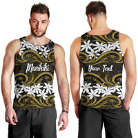 Personalised Cook Islands Manihiki Men Tank Top Tiare Maori Polynesian Waves Tattoo