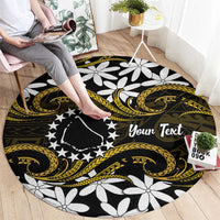 Personalised Cook Islands Manihiki Round Carpet Tiare Maori Polynesian Waves Tattoo