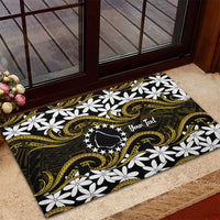 Personalised Cook Islands Manihiki Rubber Doormat Tiare Maori Polynesian Waves Tattoo