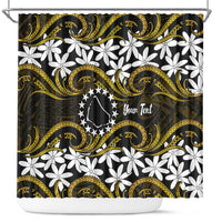 Personalised Cook Islands Manihiki Shower Curtain Tiare Maori Polynesian Waves Tattoo