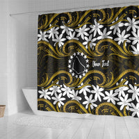 Personalised Cook Islands Manihiki Shower Curtain Tiare Maori Polynesian Waves Tattoo