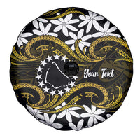 Personalised Cook Islands Manihiki Spare Tire Cover Tiare Maori Polynesian Waves Tattoo