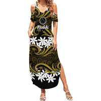 Personalised Cook Islands Manihiki Summer Maxi Dress Tiare Maori Polynesian Waves Tattoo