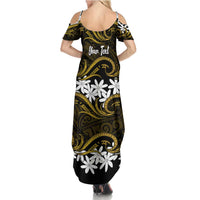 Personalised Cook Islands Manihiki Summer Maxi Dress Tiare Maori Polynesian Waves Tattoo