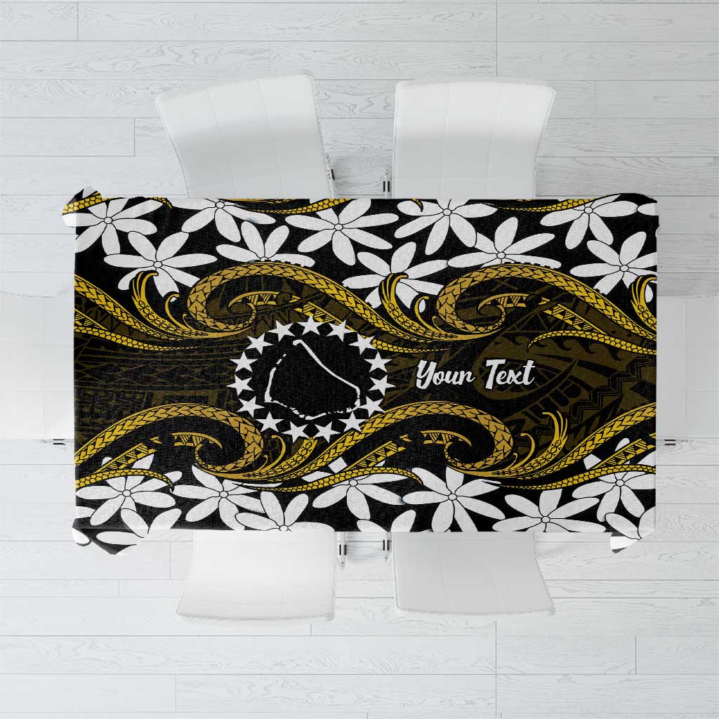 Personalised Cook Islands Manihiki Tablecloth Tiare Maori Polynesian Waves Tattoo