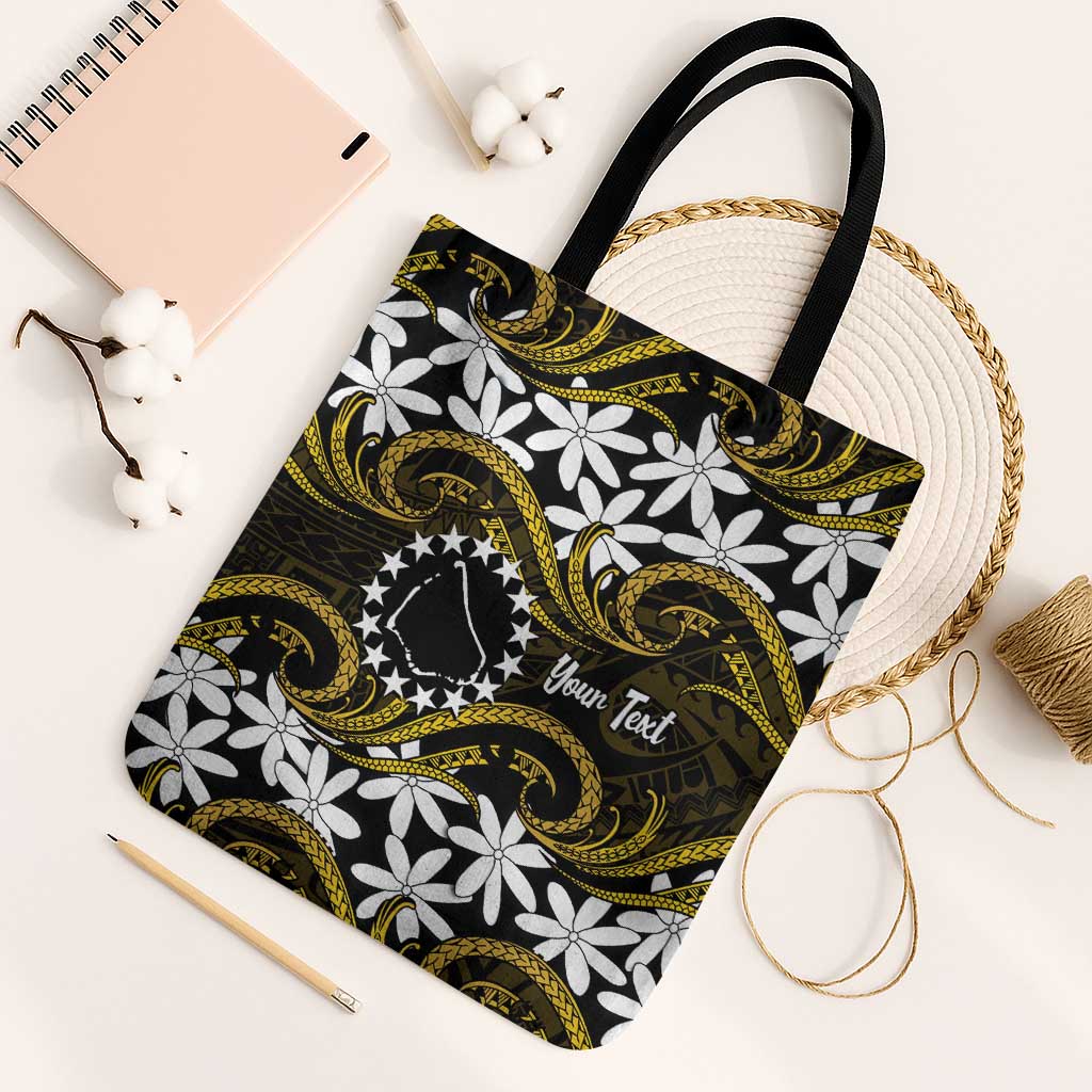 Personalised Cook Islands Manihiki Tote Bag Tiare Maori Polynesian Waves Tattoo