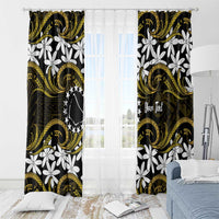 Personalised Cook Islands Manihiki Window Curtain Tiare Maori Polynesian Waves Tattoo