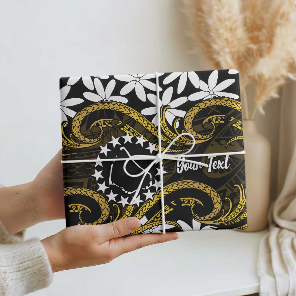 Personalised Cook Islands Manihiki Wrapping Paper Tiare Maori Polynesian Waves Tattoo