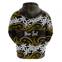 Personalised Cook Islands Manihiki Zip Hoodie Tiare Maori Polynesian Waves Tattoo