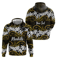 Personalised Cook Islands Manihiki Zip Hoodie Tiare Maori Polynesian Waves Tattoo