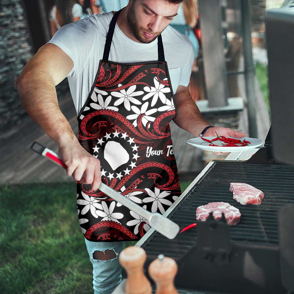 Personalised Cook Islands Atiu Enuamanu Apron Tiare Maori Polynesian Waves Tattoo