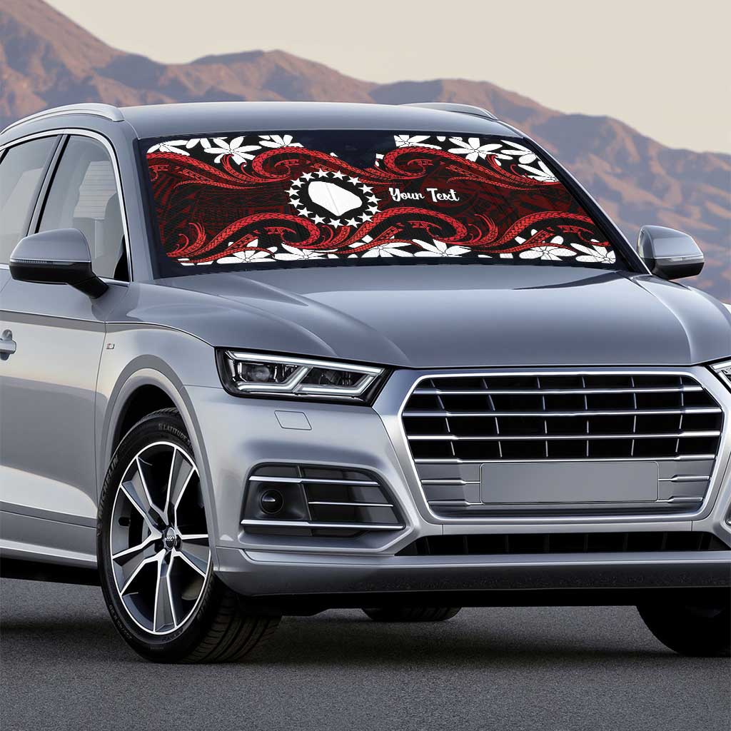 Personalised Cook Islands Atiu Enuamanu Auto Sun Shade Tiare Maori Polynesian Waves Tattoo