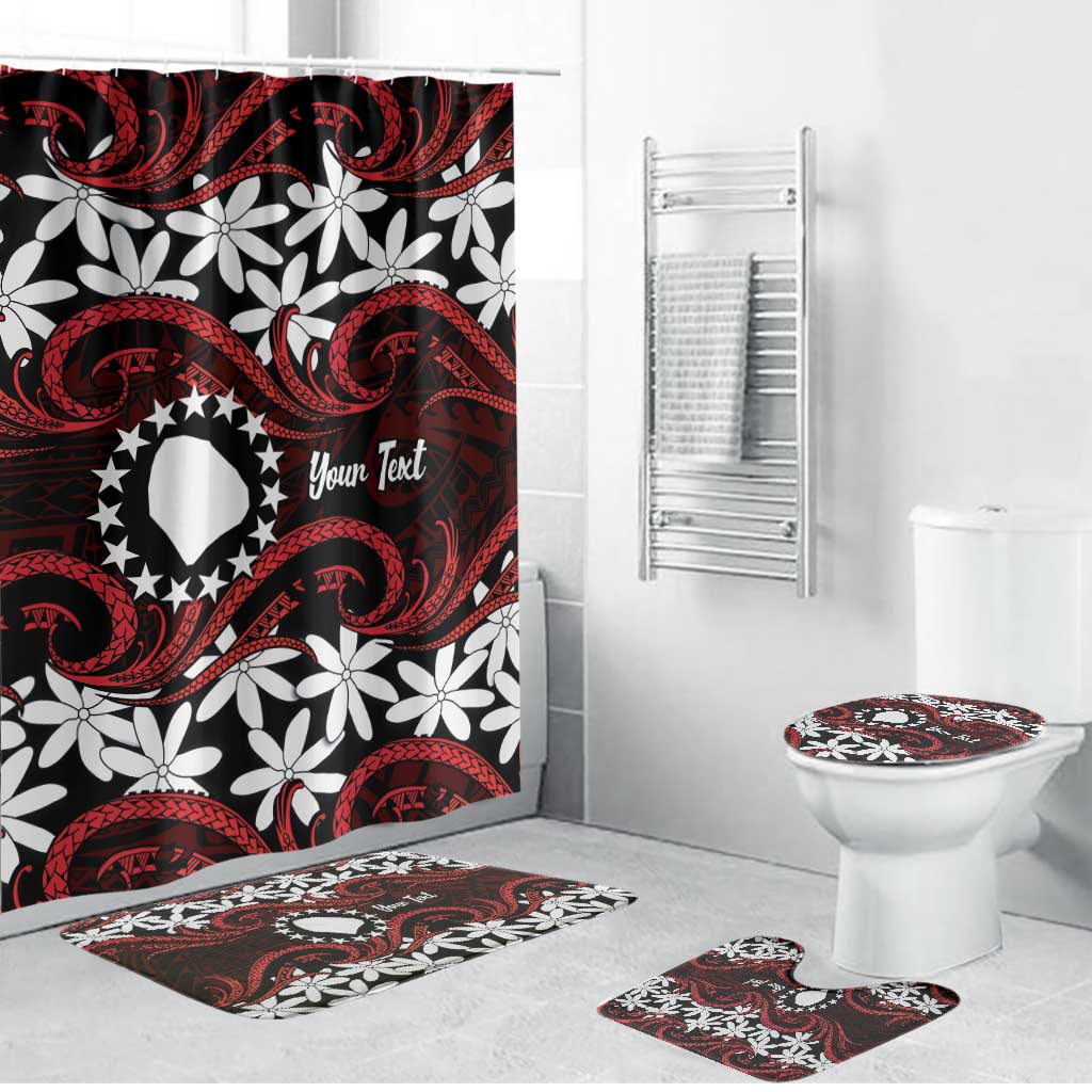 Personalised Cook Islands Atiu Enuamanu Bathroom Set Tiare Maori Polynesian Waves Tattoo