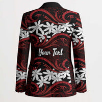 Personalised Cook Islands Atiu Enuamanu Blazer Tiare Maori Polynesian Waves Tattoo