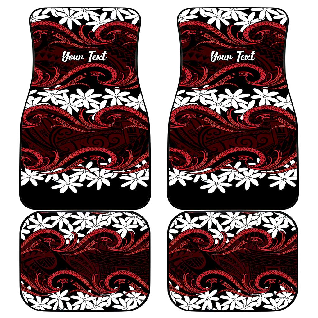 Personalised Cook Islands Atiu Enuamanu Car Mats Tiare Maori Polynesian Waves Tattoo