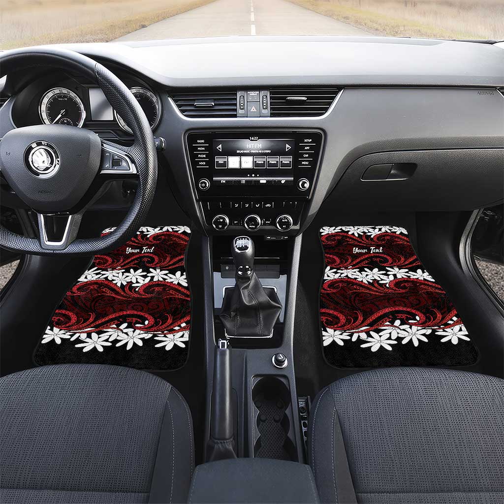 Personalised Cook Islands Atiu Enuamanu Car Mats Tiare Maori Polynesian Waves Tattoo