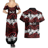 Personalised Cook Islands Atiu Enuamanu Couples Matching Summer Maxi Dress and Hawaiian Shirt Tiare Maori Polynesian Waves Tattoo LT14 - Polynesian Pride