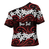 Personalised Cook Islands Atiu Enuamanu Cross Shoulder Shirt Tiare Maori Polynesian Waves Tattoo