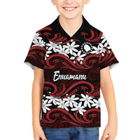 Personalised Cook Islands Atiu Enuamanu Family Matching Long Sleeve Bodycon Dress and Hawaiian Shirt Tiare Maori Polynesian Waves Tattoo LT14 Son's Shirt Red - Polynesian Pride