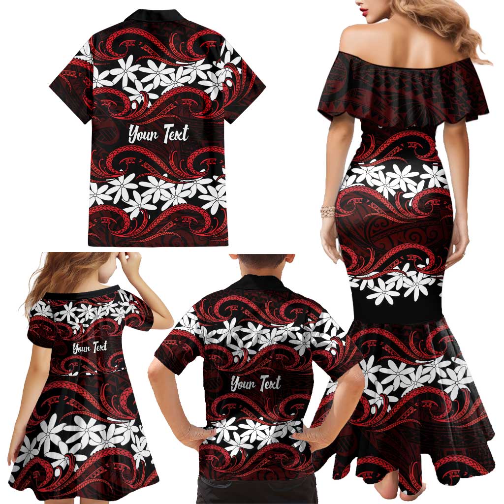 Personalised Cook Islands Atiu Enuamanu Family Matching Mermaid Dress and Hawaiian Shirt Tiare Maori Polynesian Waves Tattoo LT14 - Polynesian Pride