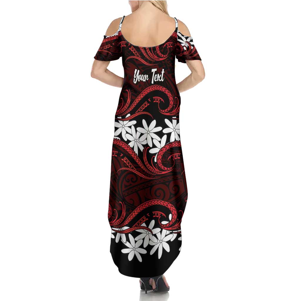 Personalised Cook Islands Atiu Enuamanu Family Matching Summer Maxi Dress and Hawaiian Shirt Tiare Maori Polynesian Waves Tattoo LT14 - Polynesian Pride