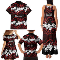 Personalised Cook Islands Atiu Enuamanu Family Matching Tank Maxi Dress and Hawaiian Shirt Tiare Maori Polynesian Waves Tattoo LT14 - Polynesian Pride