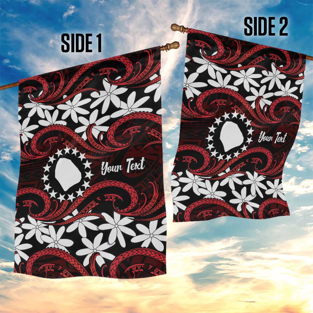 Personalised Cook Islands Atiu Enuamanu Garden Flag Tiare Maori Polynesian Waves Tattoo