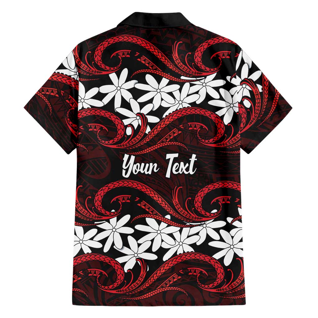 Personalised Cook Islands Atiu Enuamanu Hawaiian Shirt Tiare Maori Polynesian Waves Tattoo