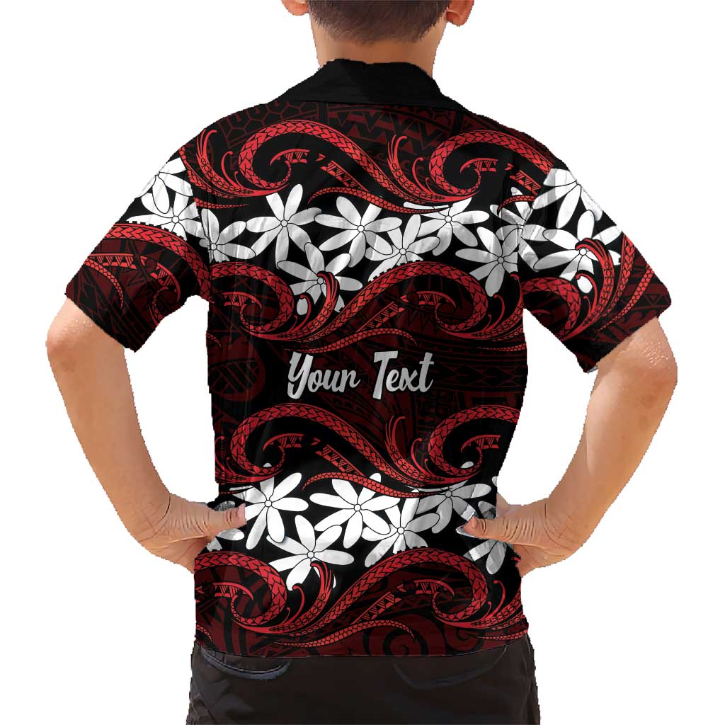 Personalised Cook Islands Atiu Enuamanu Hawaiian Shirt Tiare Maori Polynesian Waves Tattoo