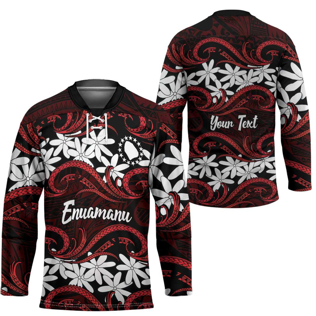 Personalised Cook Islands Atiu Enuamanu Hockey Jersey Tiare Maori Polynesian Waves Tattoo