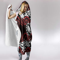 Personalised Cook Islands Atiu Enuamanu Hooded Blanket Tiare Maori Polynesian Waves Tattoo