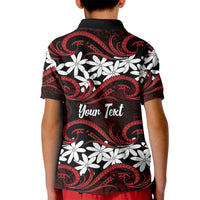 Personalised Cook Islands Atiu Enuamanu Kid Polo Shirt Tiare Maori Polynesian Waves Tattoo