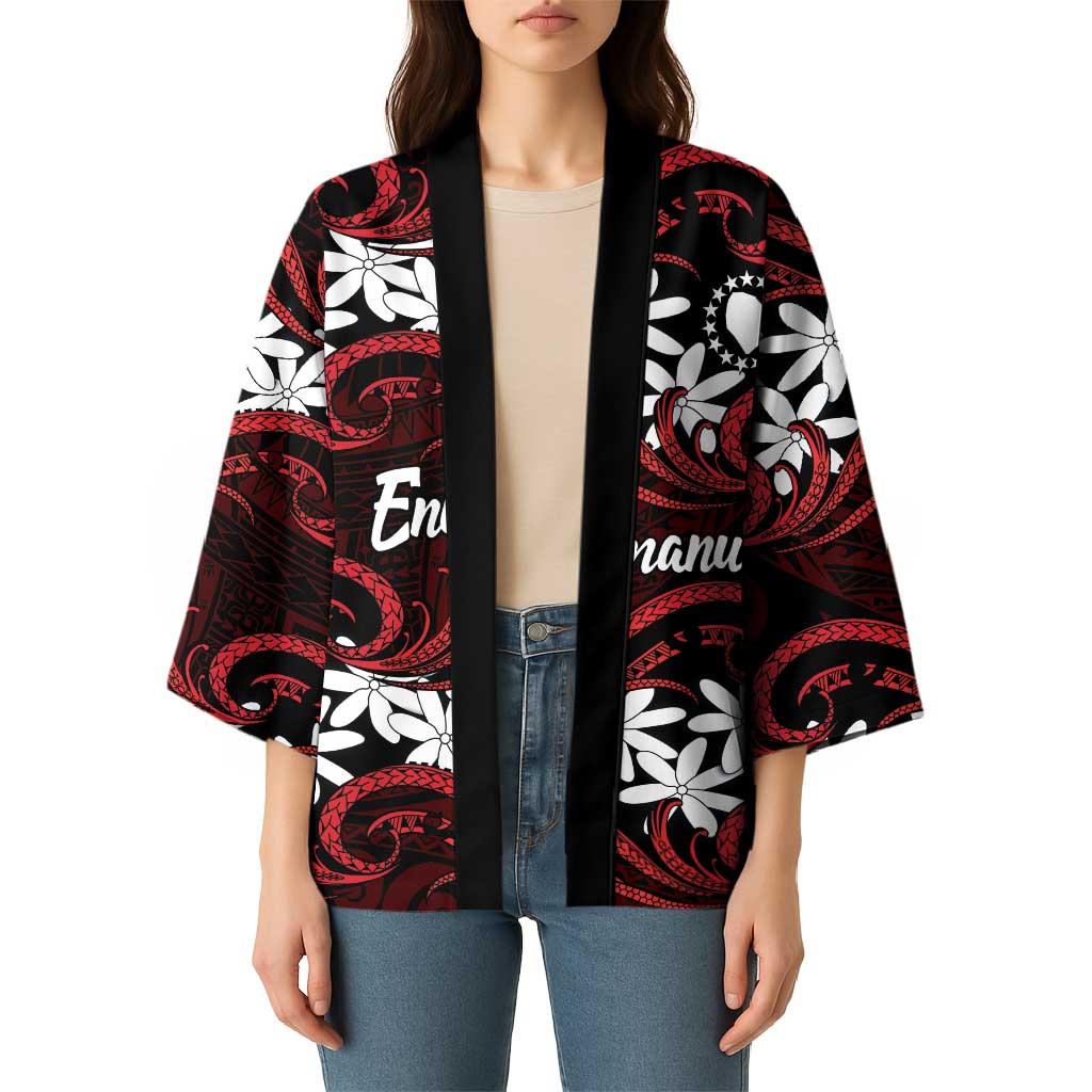 Personalised Cook Islands Atiu Enuamanu Kimono Tiare Maori Polynesian Waves Tattoo
