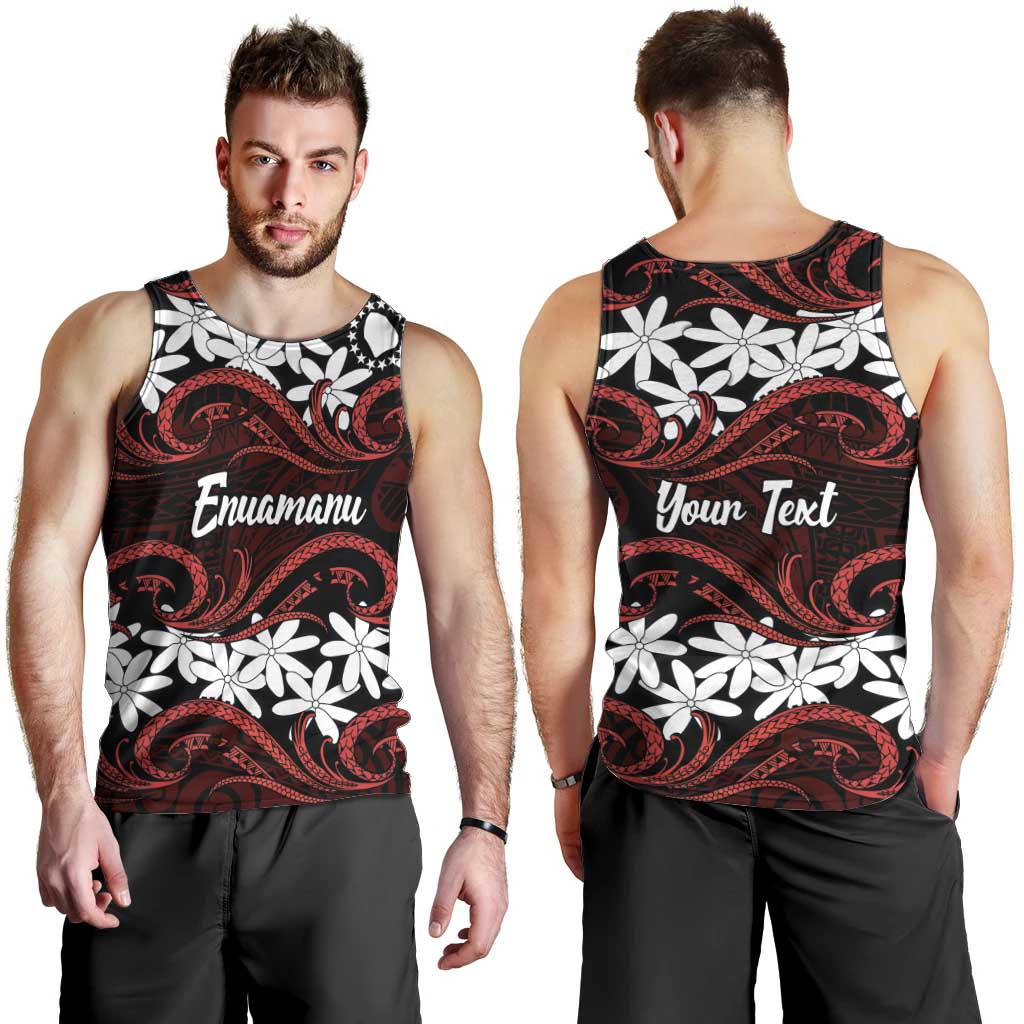 Personalised Cook Islands Atiu Enuamanu Men Tank Top Tiare Maori Polynesian Waves Tattoo
