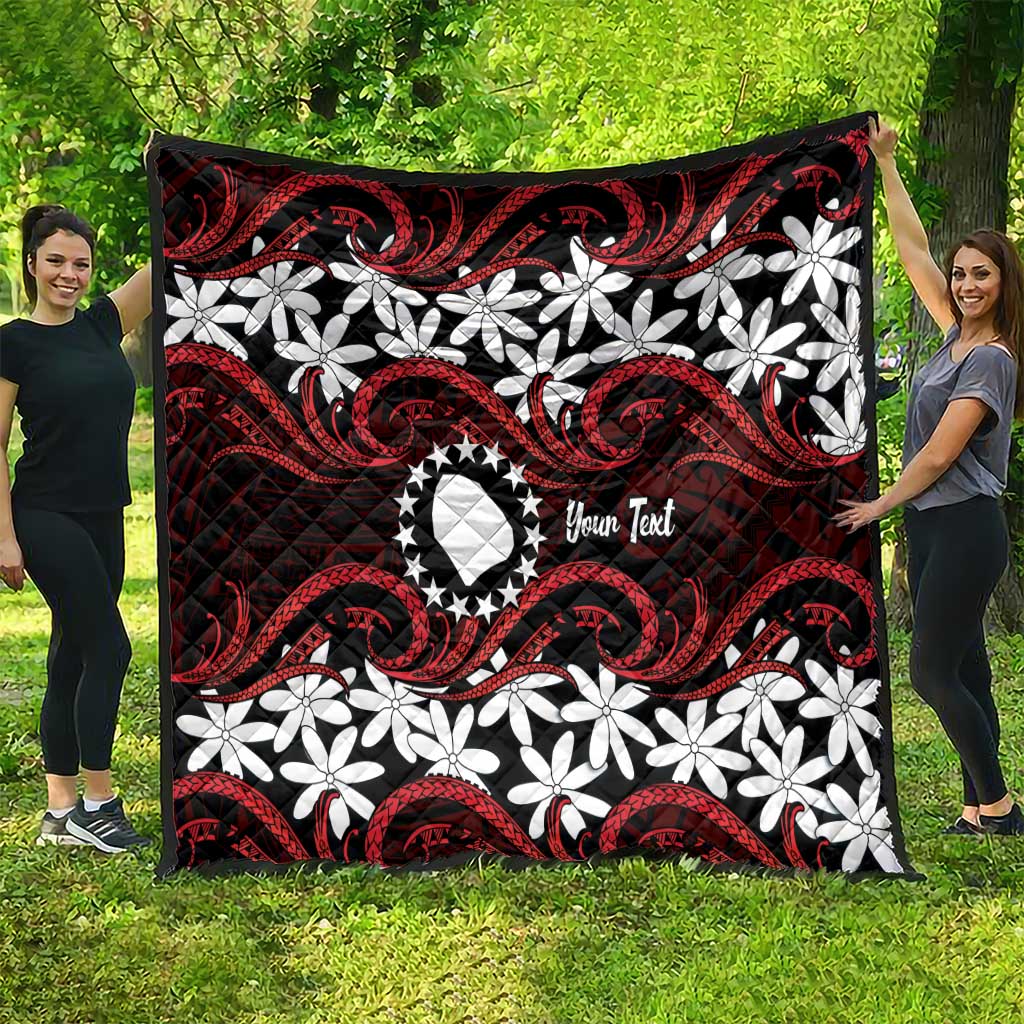 Personalised Cook Islands Atiu Enuamanu Quilt Tiare Maori Polynesian Waves Tattoo