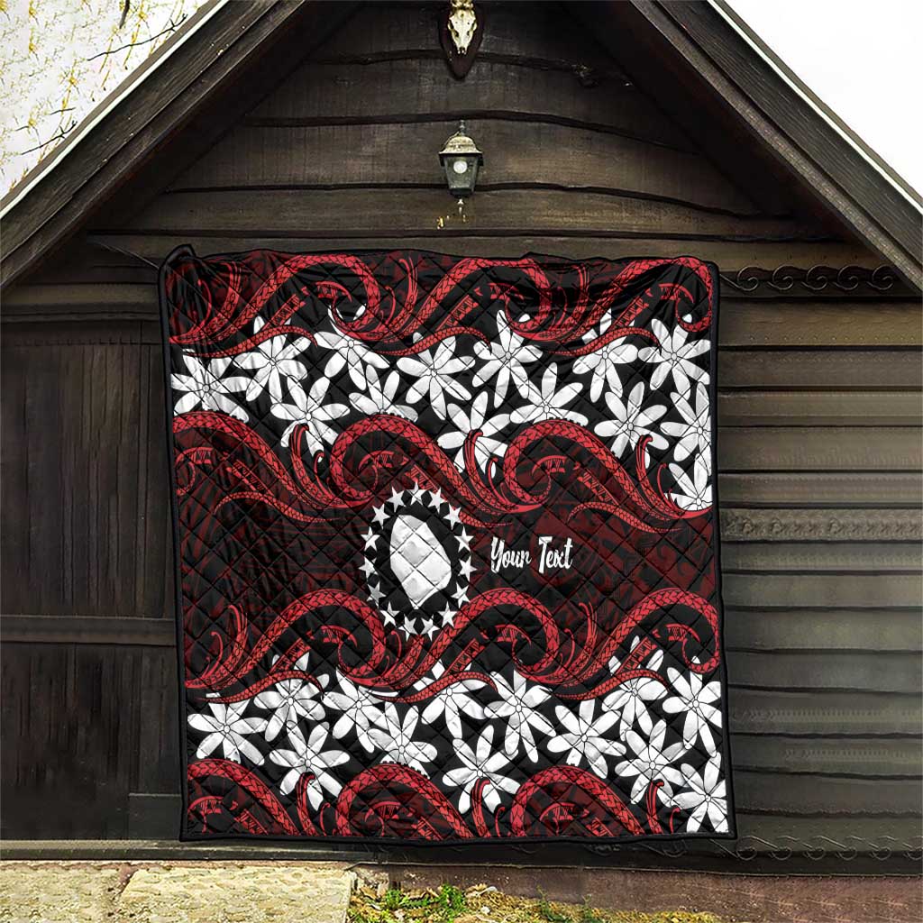Personalised Cook Islands Atiu Enuamanu Quilt Tiare Maori Polynesian Waves Tattoo
