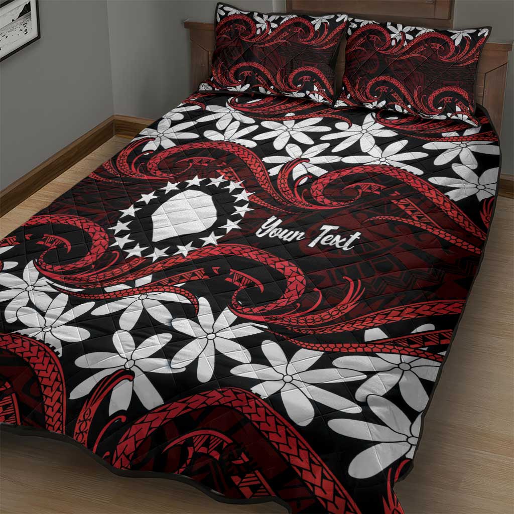 Personalised Cook Islands Atiu Enuamanu Quilt Bed Set Tiare Maori Polynesian Waves Tattoo