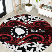 Personalised Cook Islands Atiu Enuamanu Round Carpet Tiare Maori Polynesian Waves Tattoo