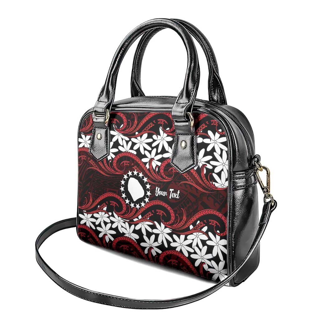 Personalised Cook Islands Atiu Enuamanu Shoulder Handbag Tiare Maori Polynesian Waves Tattoo