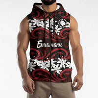 Personalised Cook Islands Atiu Enuamanu Sleeveless Zip Hoodie Tiare Maori Polynesian Waves Tattoo