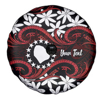 Personalised Cook Islands Atiu Enuamanu Spare Tire Cover Tiare Maori Polynesian Waves Tattoo
