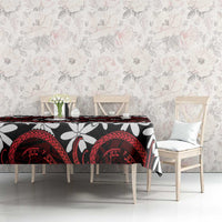 Personalised Cook Islands Atiu Enuamanu Tablecloth Tiare Maori Polynesian Waves Tattoo