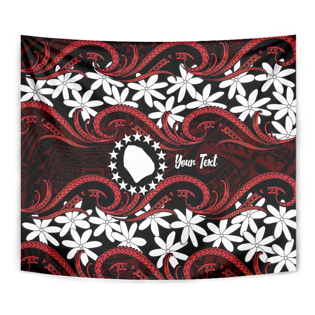 Personalised Cook Islands Atiu Enuamanu Tapestry Tiare Maori Polynesian Waves Tattoo