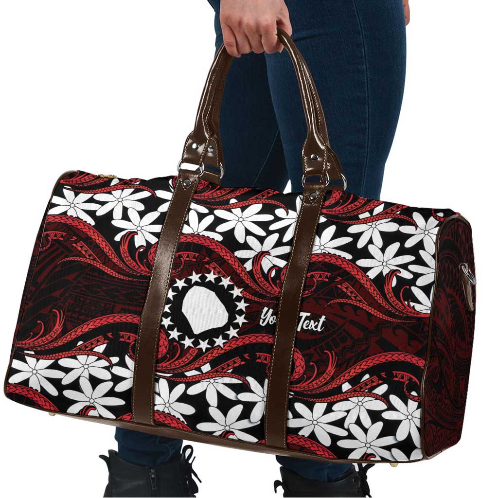 Personalised Cook Islands Atiu Enuamanu Travel Bag Tiare Maori Polynesian Waves Tattoo