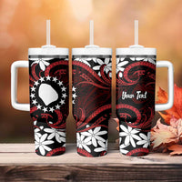 Personalised Cook Islands Atiu Enuamanu Tumbler With Handle Tiare Maori Polynesian Waves Tattoo