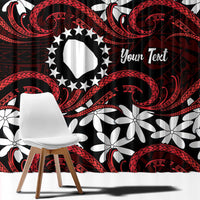 Personalised Cook Islands Atiu Enuamanu Window Curtain Tiare Maori Polynesian Waves Tattoo