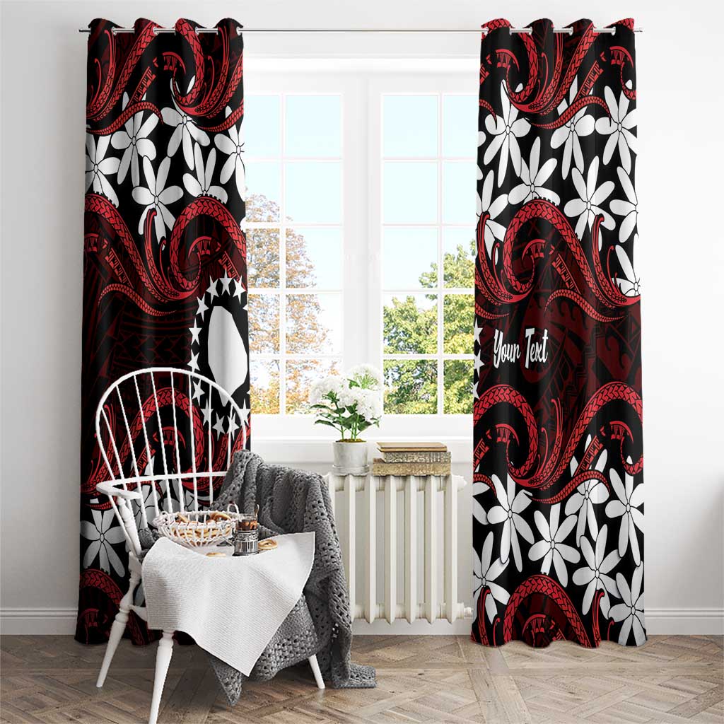 Personalised Cook Islands Atiu Enuamanu Window Curtain Tiare Maori Polynesian Waves Tattoo
