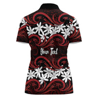 Personalised Cook Islands Atiu Enuamanu Women Polo Shirt Tiare Maori Polynesian Waves Tattoo