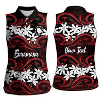 Personalised Cook Islands Atiu Enuamanu Women Sleeveless Polo Shirt Tiare Maori Polynesian Waves Tattoo LT14 - Polynesian Pride