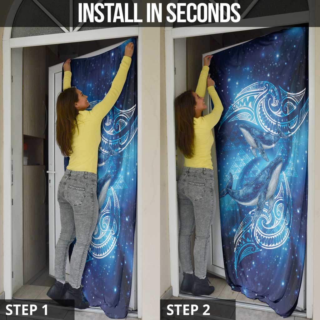 New Zealand Humpback Whale Matariki Door Cover Maori New Year Taniko Niho Taniwha